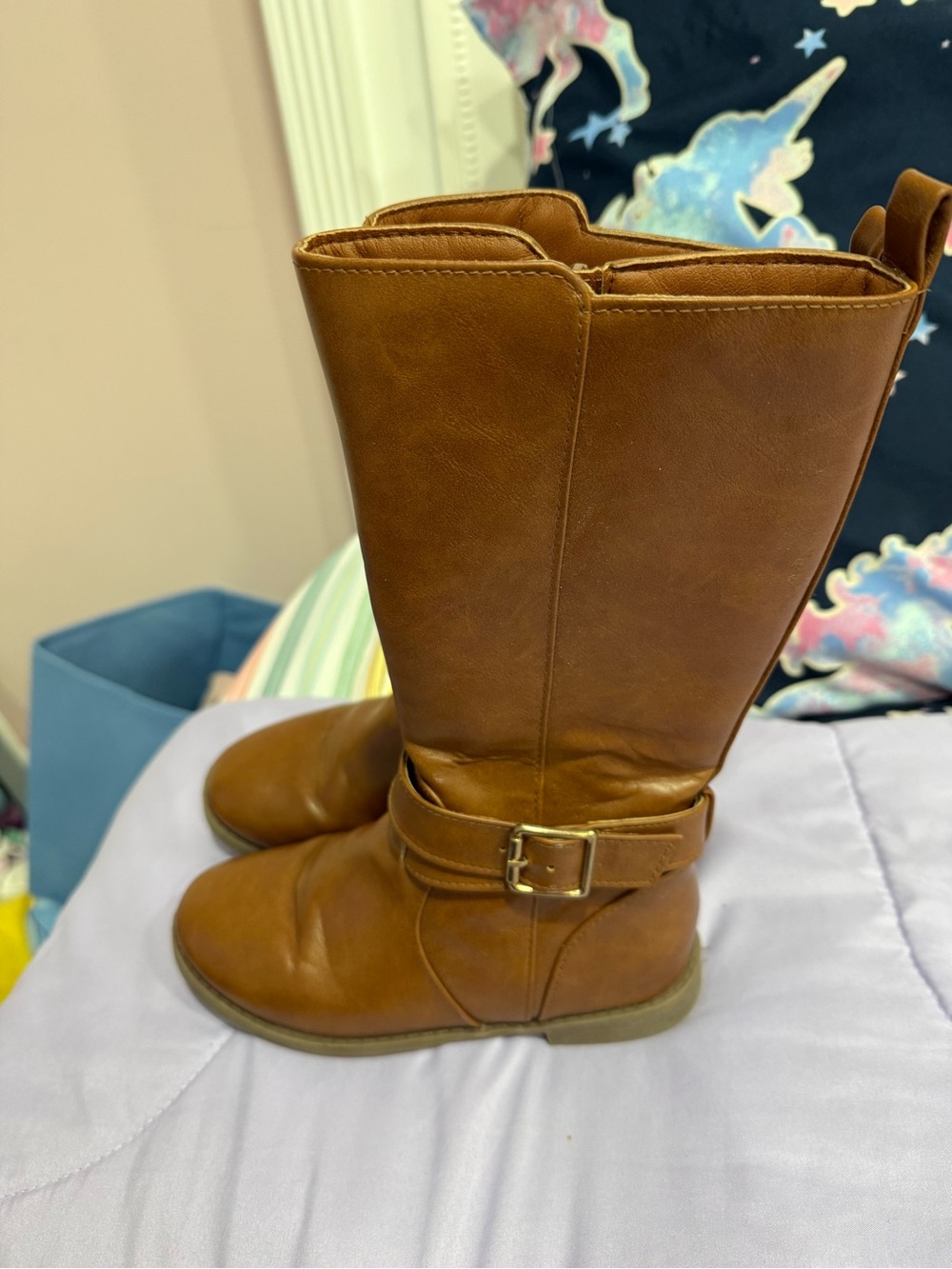 The Children's Place Girls Tan Riding Boots with Buckle
